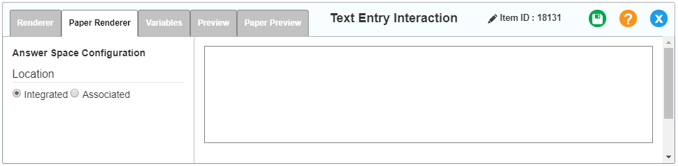 Text Entry interaction editor window: Simple Text Entry: Paper Renderer tab